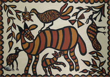 Earthy Madhubani Animal Forest Harmony