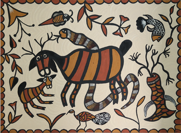 Madhubani Forest Animal Folk Art
