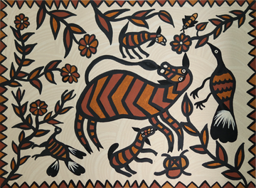 Madhubani Wildlife Garden Folk Art