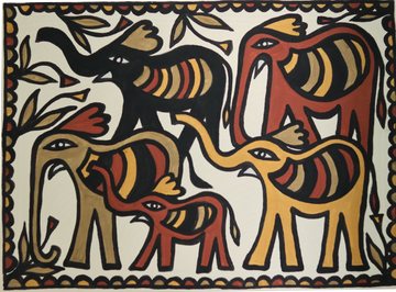 Sohrai Elephant Family Folk Art