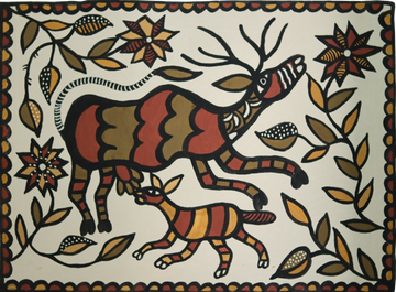 Deer Family Folk Art