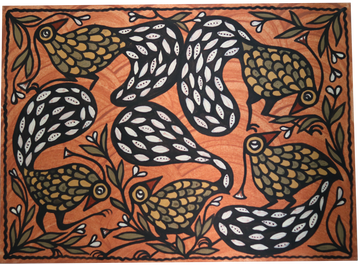 Sohrai Birds Among Sacred Leaves