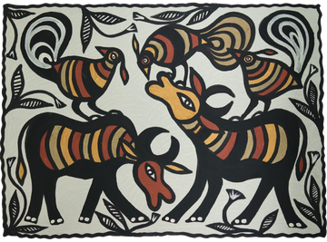 Sohrai Deer Beneath Sacred Birds